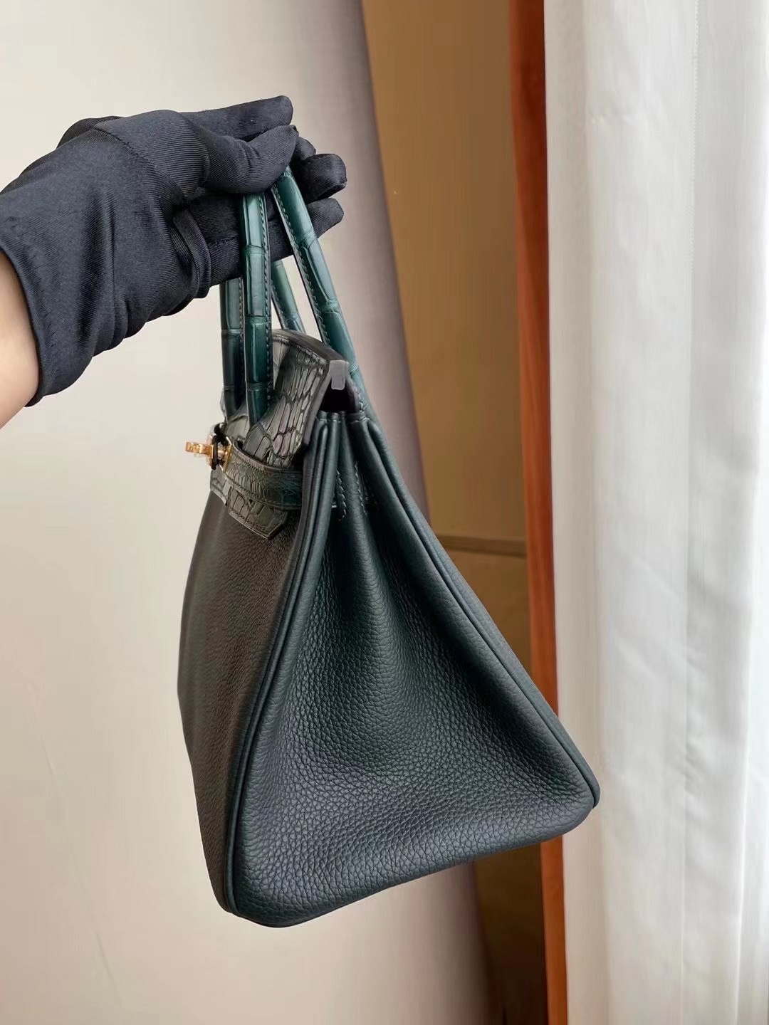 灣新北市Hermes Birkin 25cm Touch 6O Vert Cypres 松柏綠Togo/霧面美洲鱷魚-Qatar Kuwait  Hermes Birkin Kelly Lindy bag
