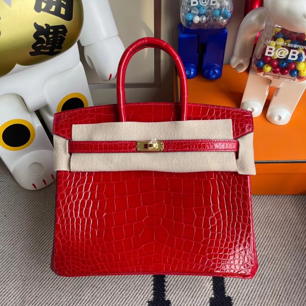 Britain Hermes Birkin Cm Shiny Alligator Crocodile Cc Braise