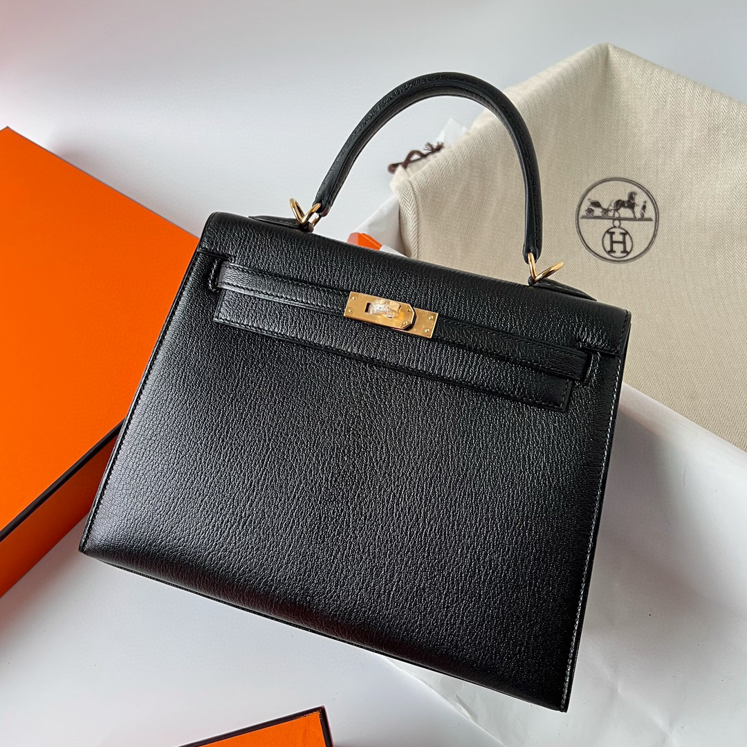 愛馬仕 kelly包價格 Hermès Kelly 25 Chevre 山羊皮 CC89 Noir 黑色